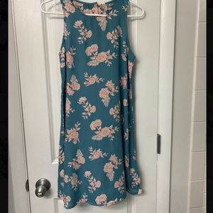 Roxy Girl NWT Blue Dress w/ Pink Flowers - Girls size 16